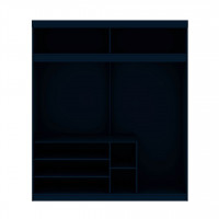 Manhattan Comfort 160GMC4 Mulberry 81.3 Open Long Hanging Wardrobe Closet with Shoe Storage  in Tatiana Midnight Blue